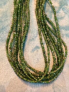 Multi-Strand Peridot Necklace-Sterling Silver Clasp- Desert Rose(216)